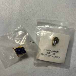 Alaska State Flag & Walrus Lapel Pin Set Compliments of the‎ State of Alaska